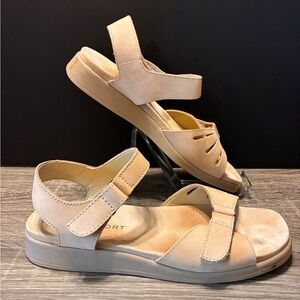 Womens ROCKPORT Size 8M Tan Open Toe Adjustable Slingback Sandals W9884